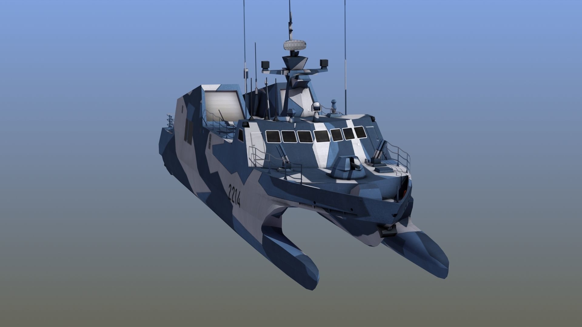 Type 22 Houbei Missile Boat 3D model_12