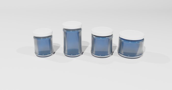 Glass jars 1 to 1 standard ml sizes 3D model