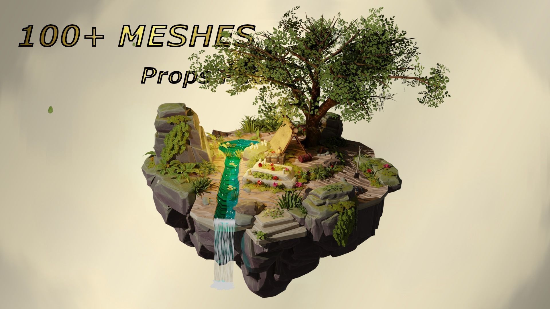Stylized Props Pack - over 100 QUALITY MESHES Low-poly 3D model_1