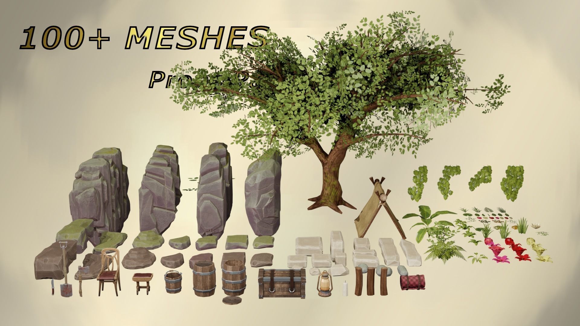 Stylized Props Pack - over 100 QUALITY MESHES Low-poly 3D model_2