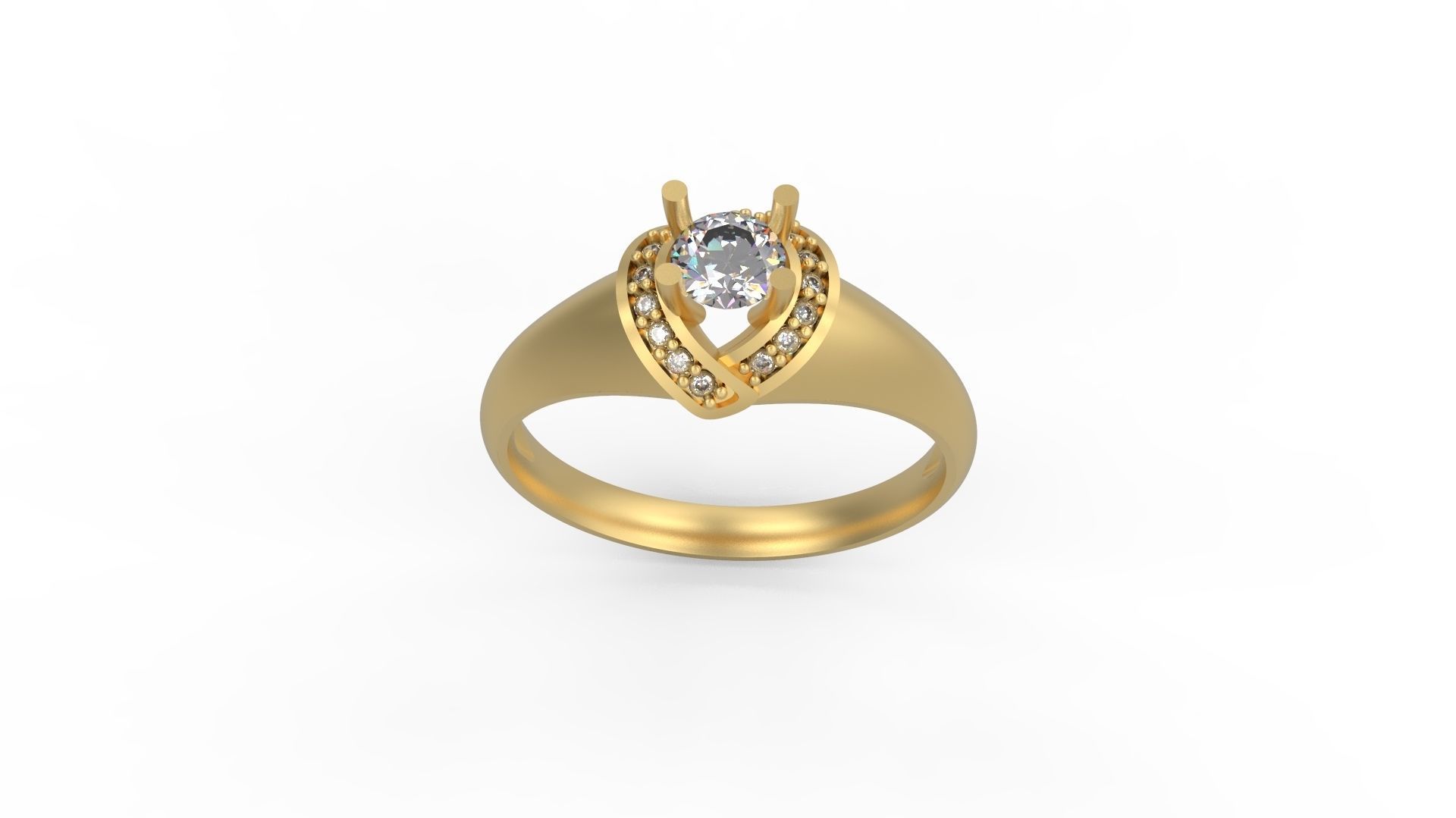 Woman Solitaire Ring 912 3D print model_3