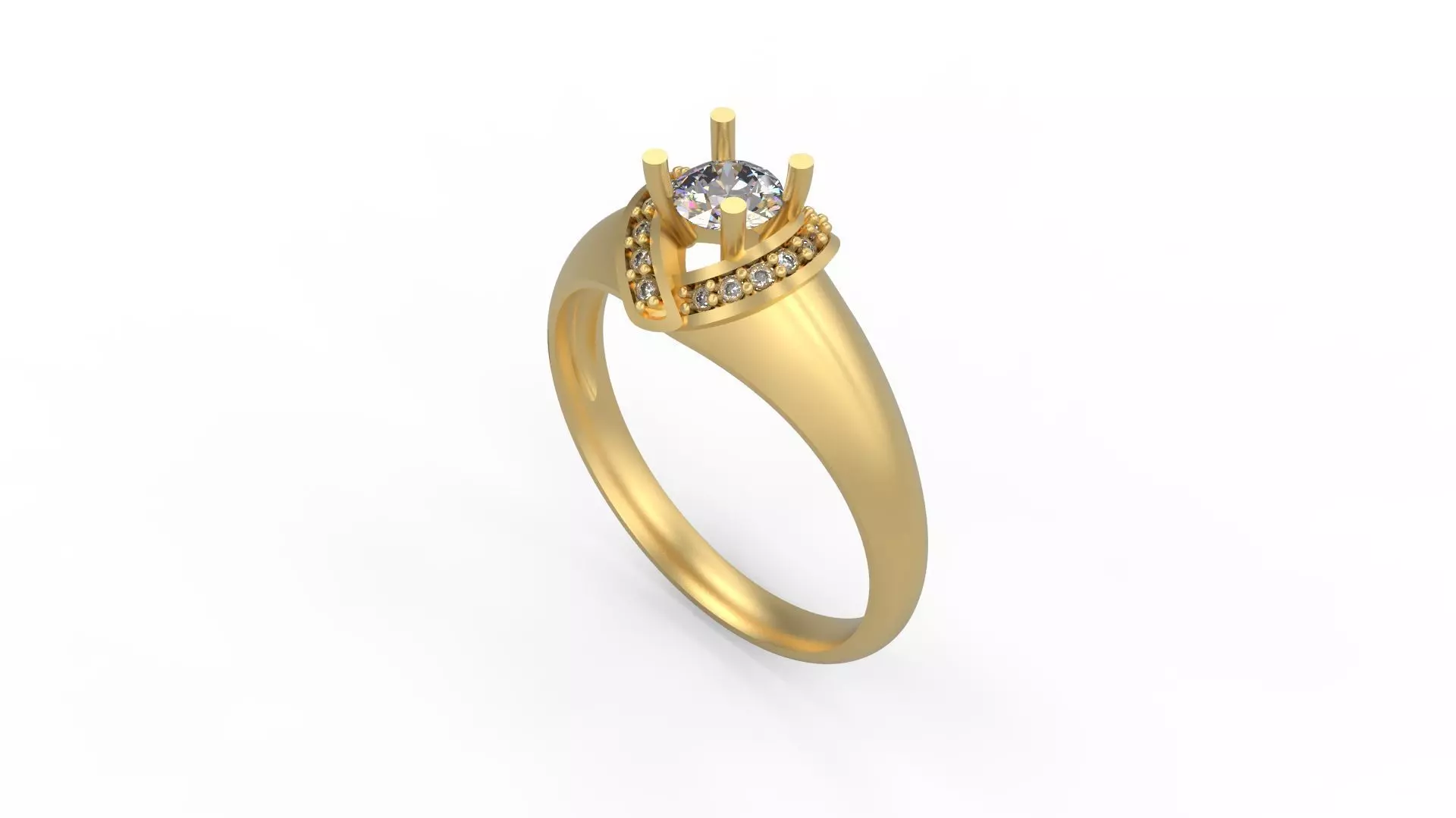 Woman Solitaire Ring 912 3D print model_0