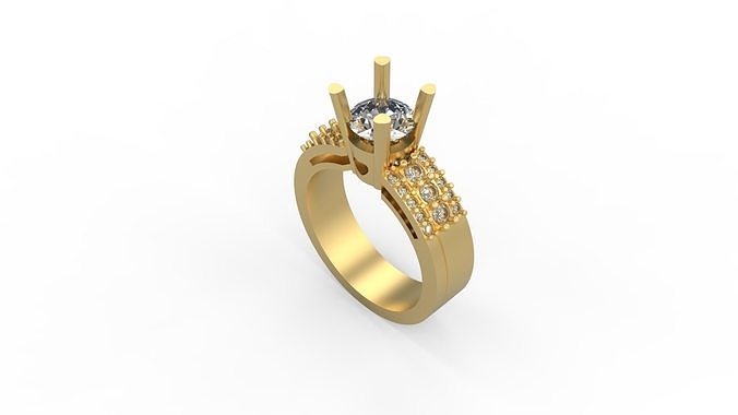 Woman Solitaire Ring 901 3D print model