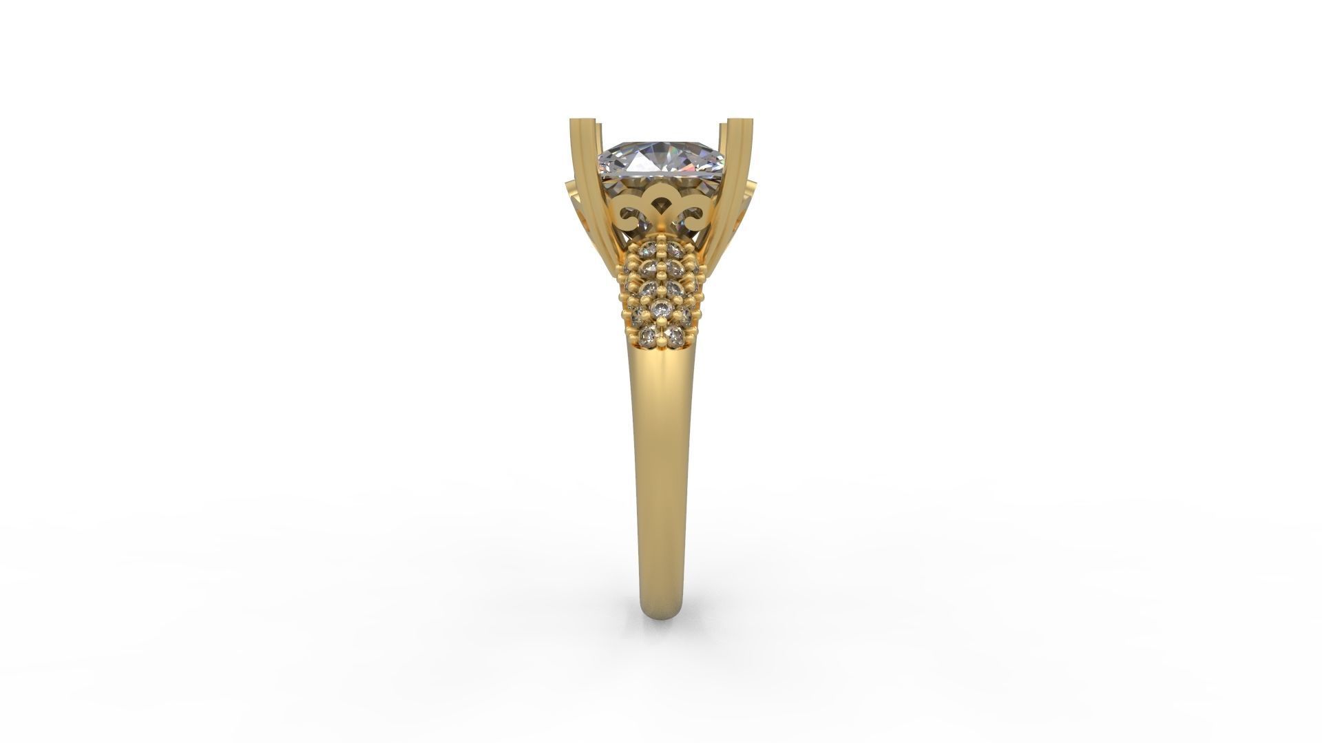 Woman Solitaire Ring 899 3D print model_2