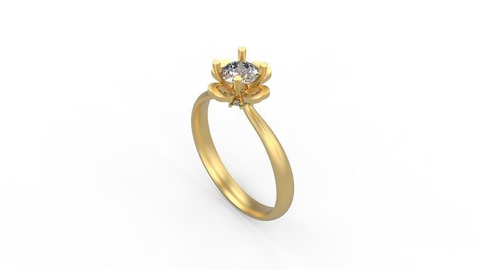 Woman Solitaire Ring 896 3D print model