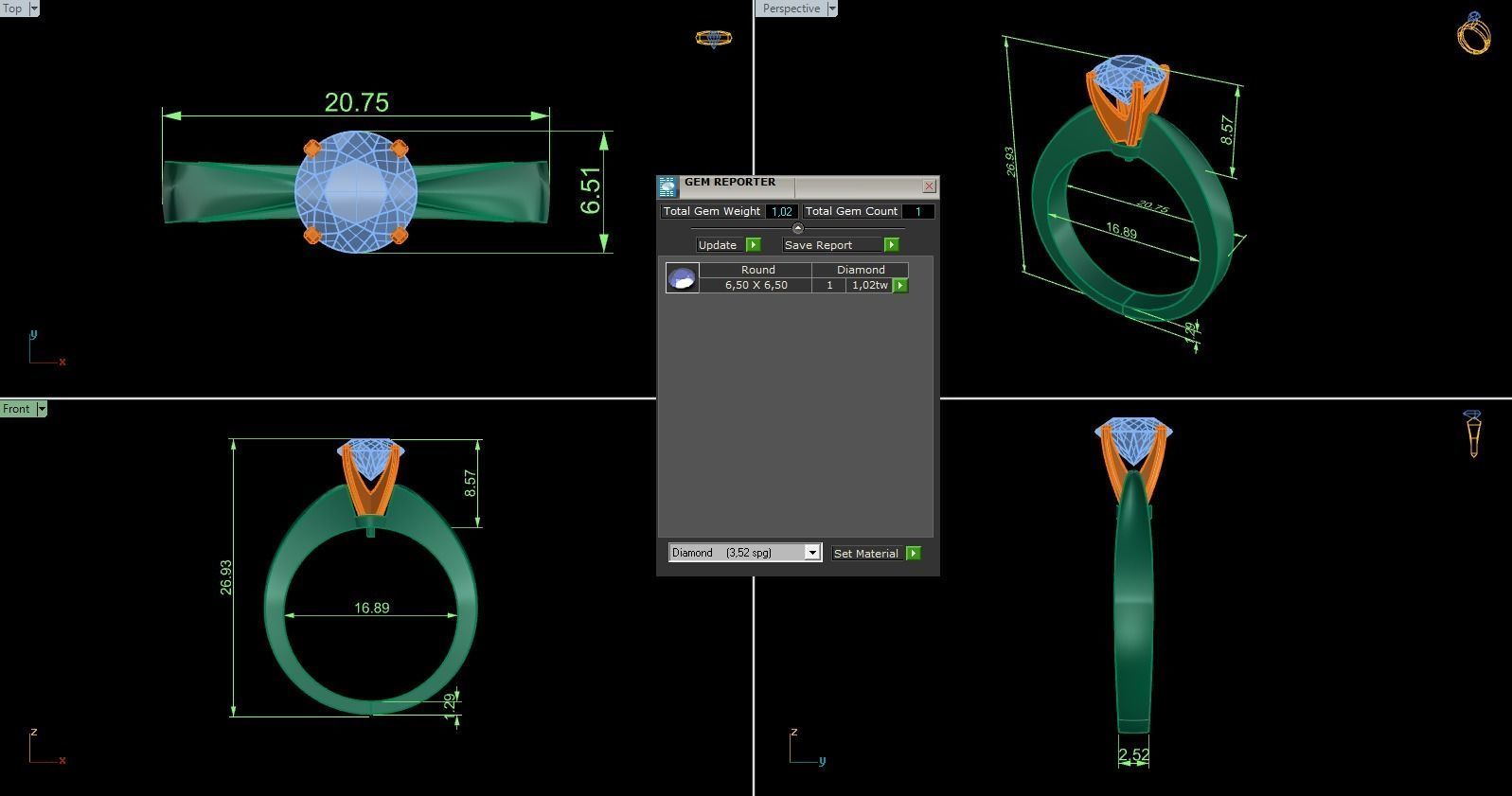 Woman Solitaire Ring 890 3D print model_5