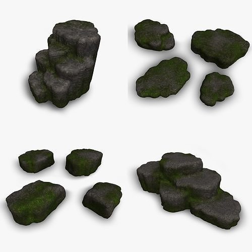Cave Platform 1- 4 Combo - Moss 1 Low-poly 3D model