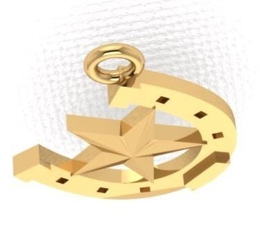Western Horseshoe Pendant Charm Jewelry w Texas Star 3D model_1