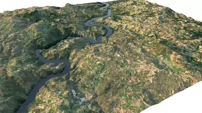 Grass Map Mountains Low-poly 3D model