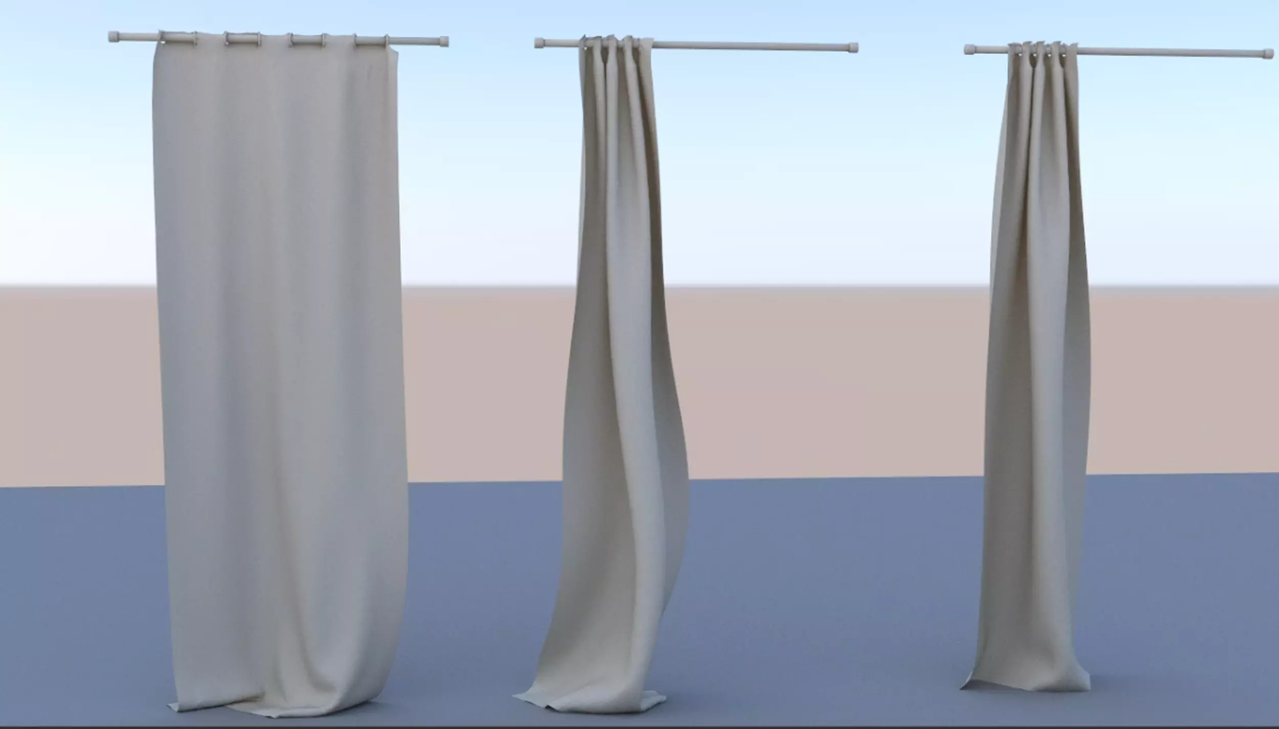 Animated curtain fabric 3D model_0