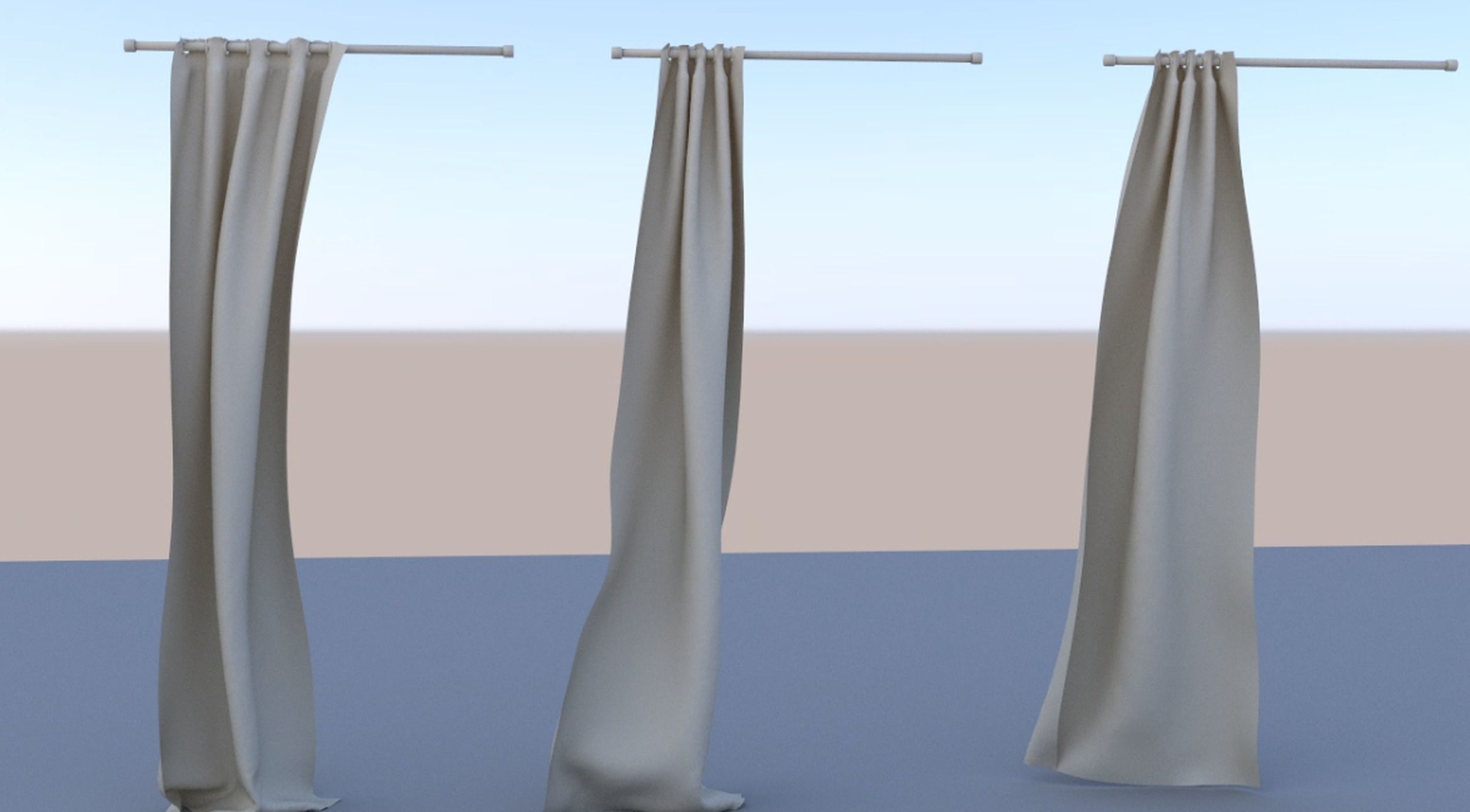 Animated curtain fabric 3D model_7