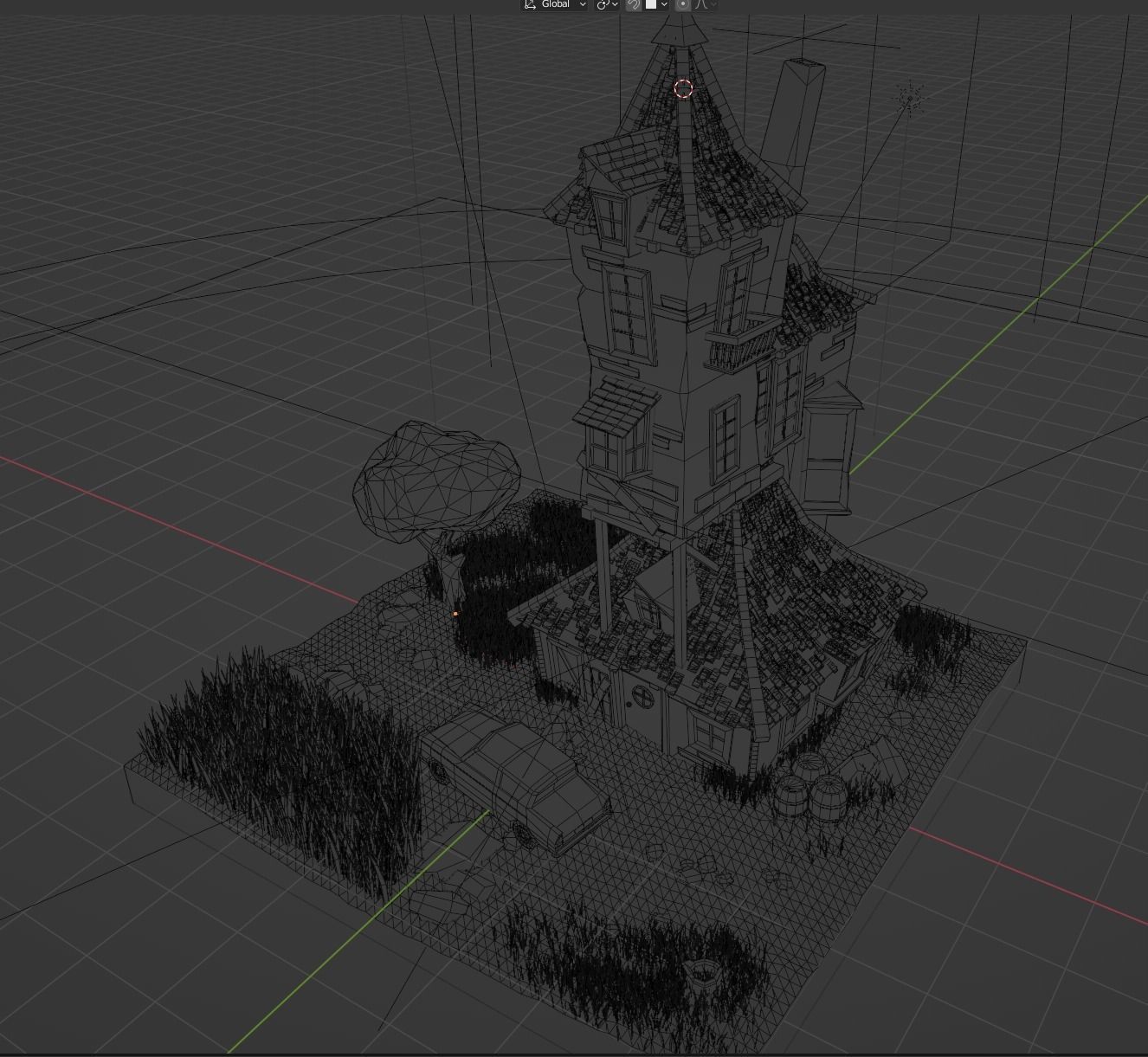 Isometric House with car  Low-poly 3D model_12