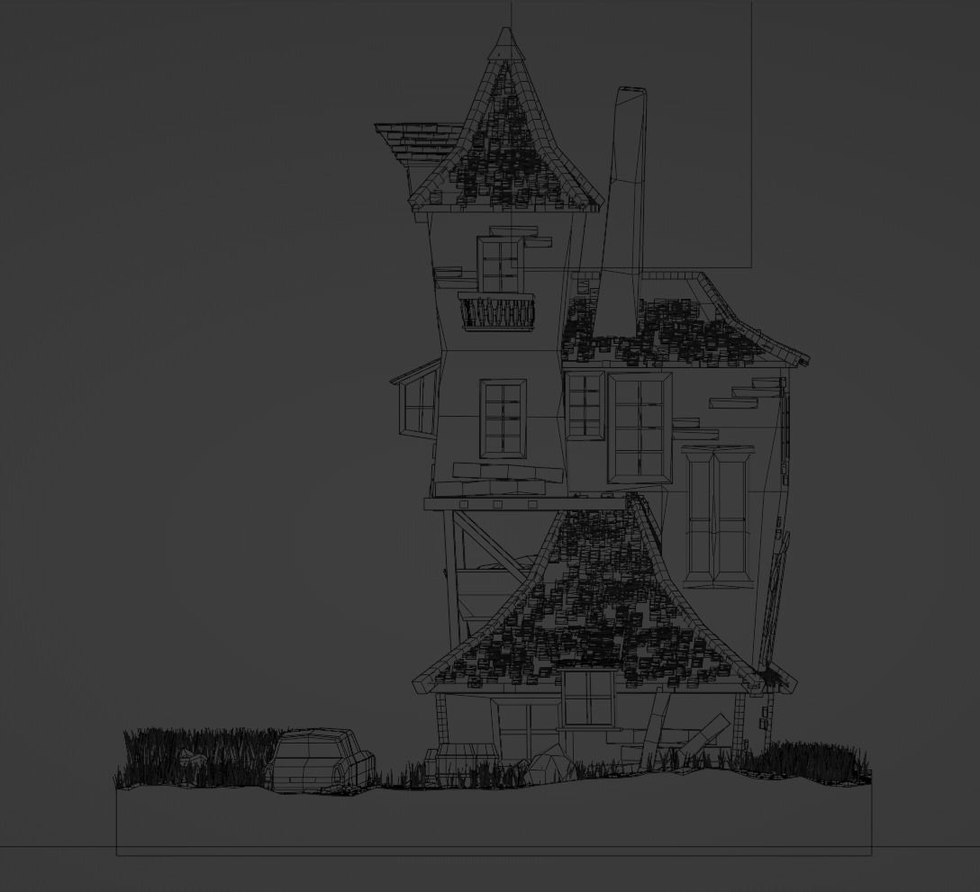 Isometric House with car  Low-poly 3D model_11