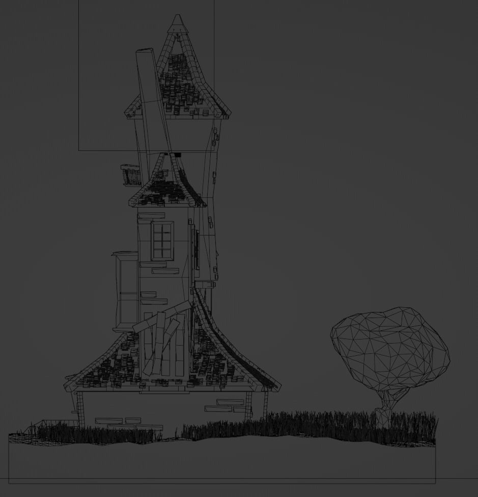 Isometric House with car  Low-poly 3D model_10