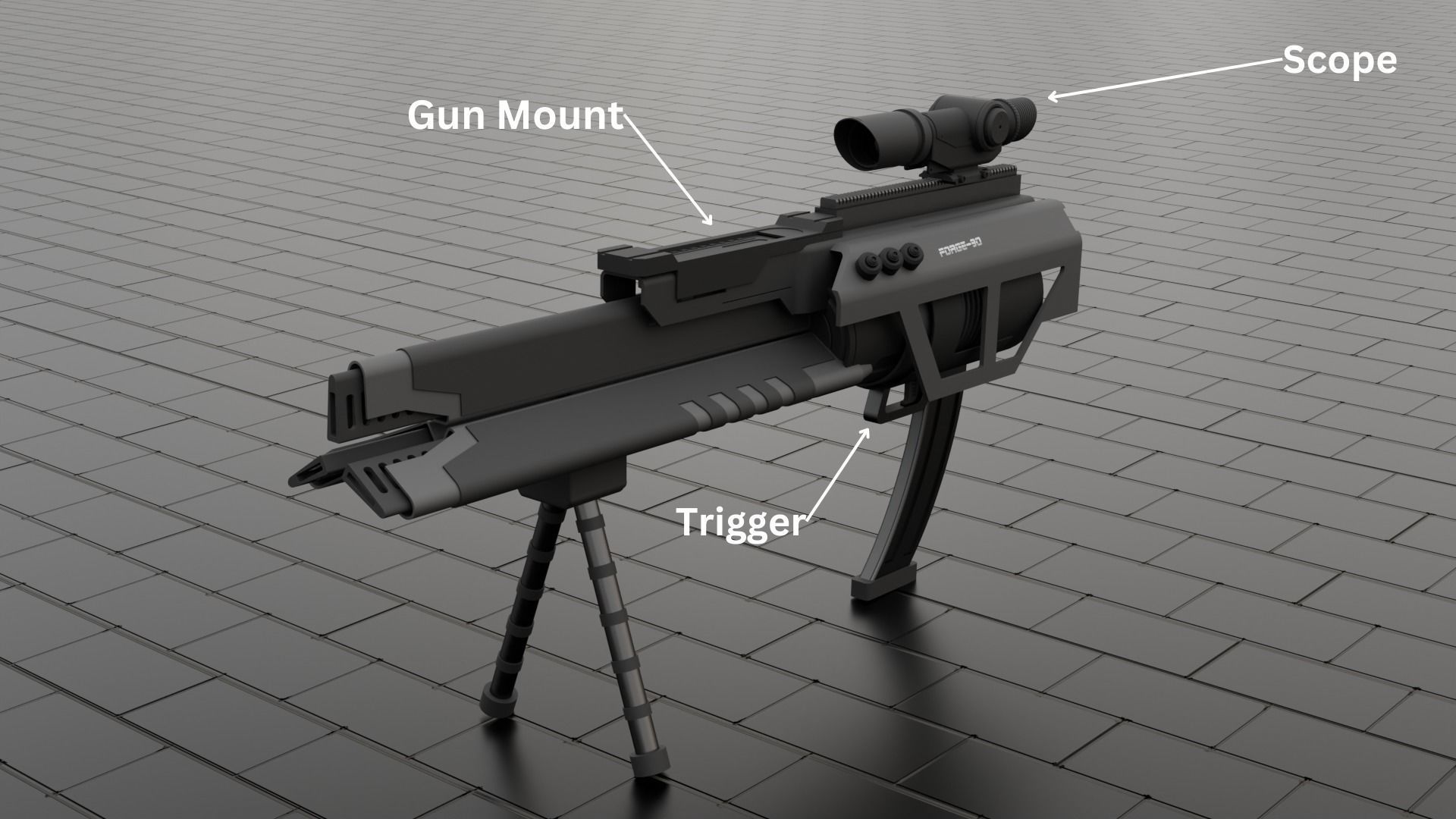 Sci-Fi Cannon 3D model_1