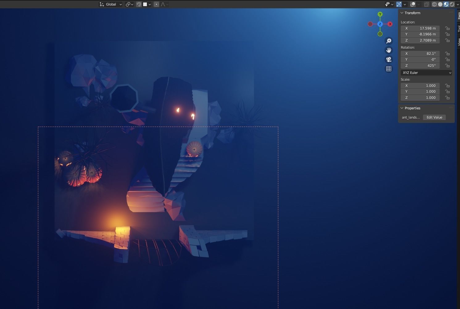 Isometric Halloween House  Low-poly 3D model_2