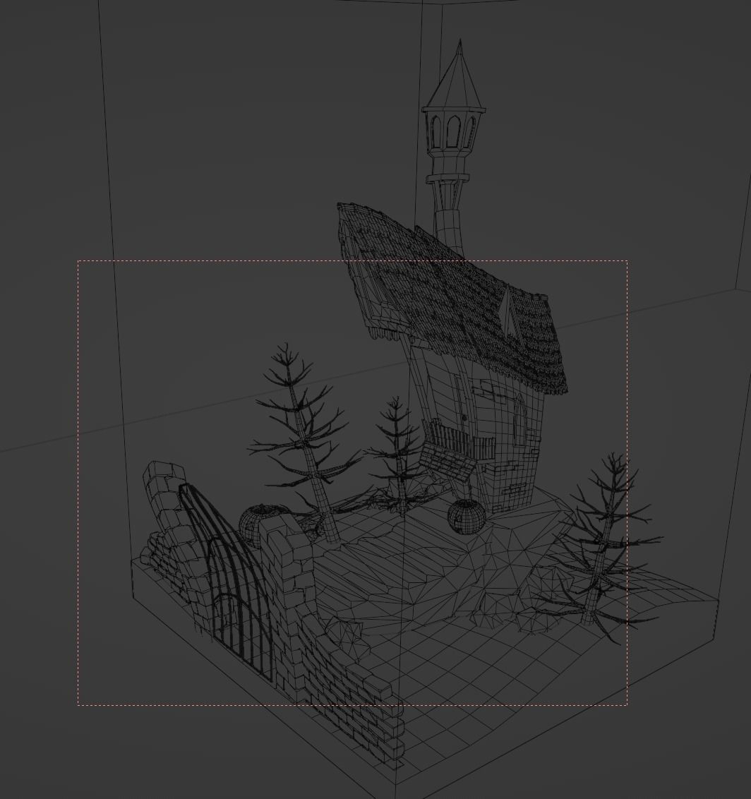 Isometric Halloween House  Low-poly 3D model_6