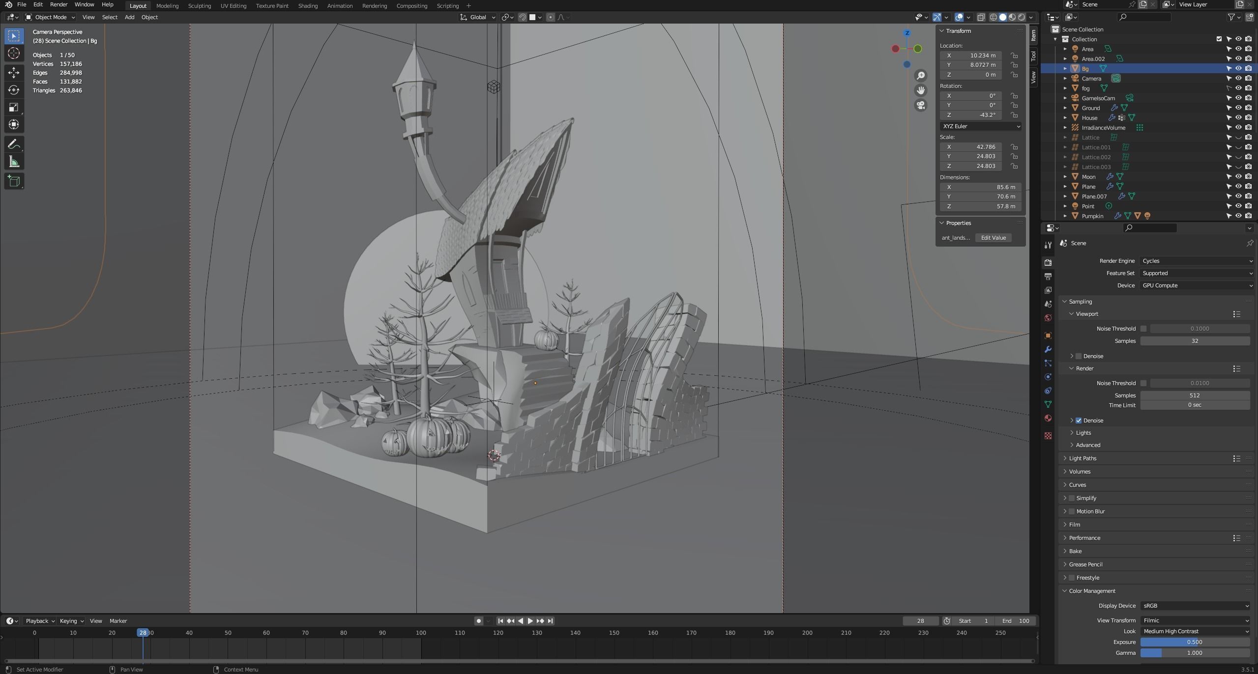 Isometric Halloween House  Low-poly 3D model_4