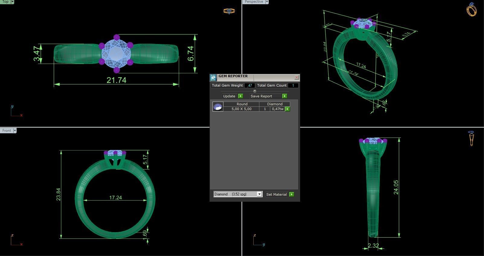 Woman Solitaire Ring 861 3D print model_6