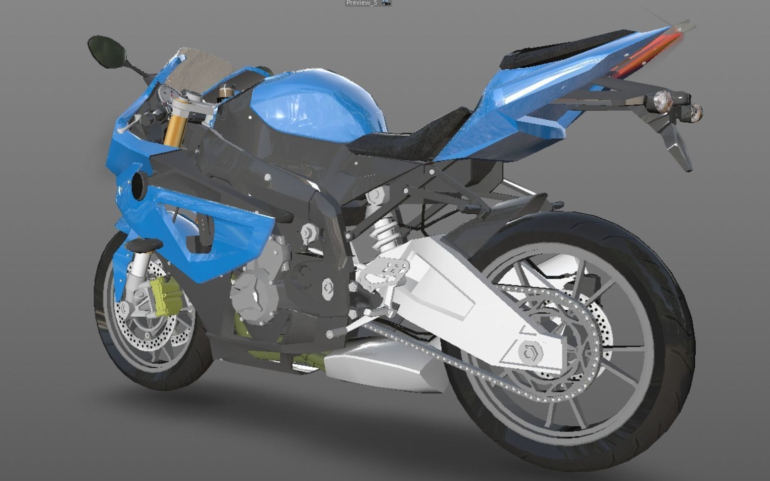 Heavy Bike 3D Model For Sporst Bikes Games Low-poly 3D model_12