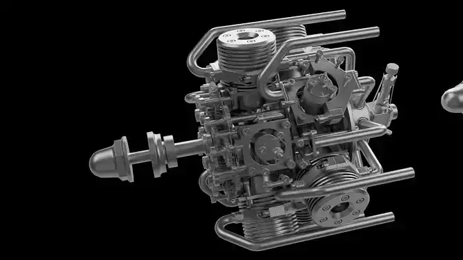 10-cylinder dual-row engine 3D print model