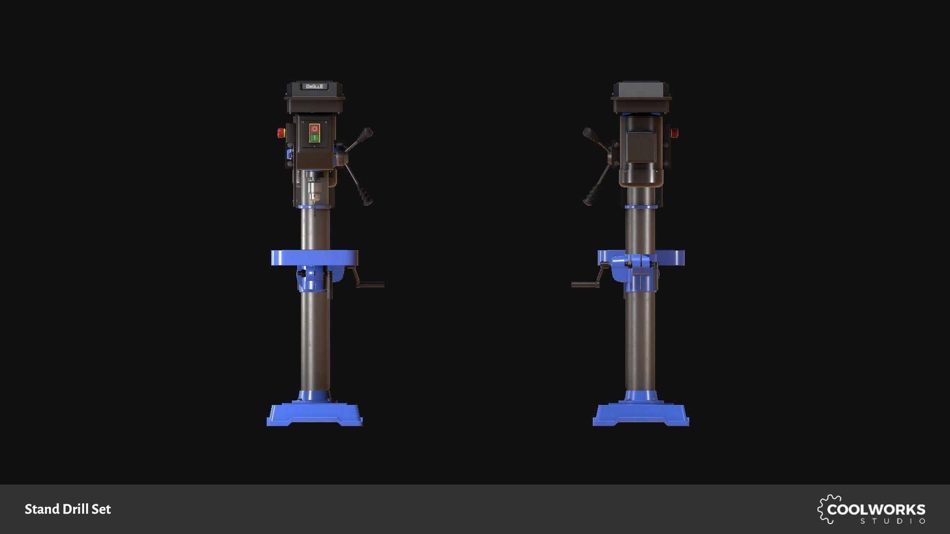 Stand Drill Set Low-poly 3D model_10