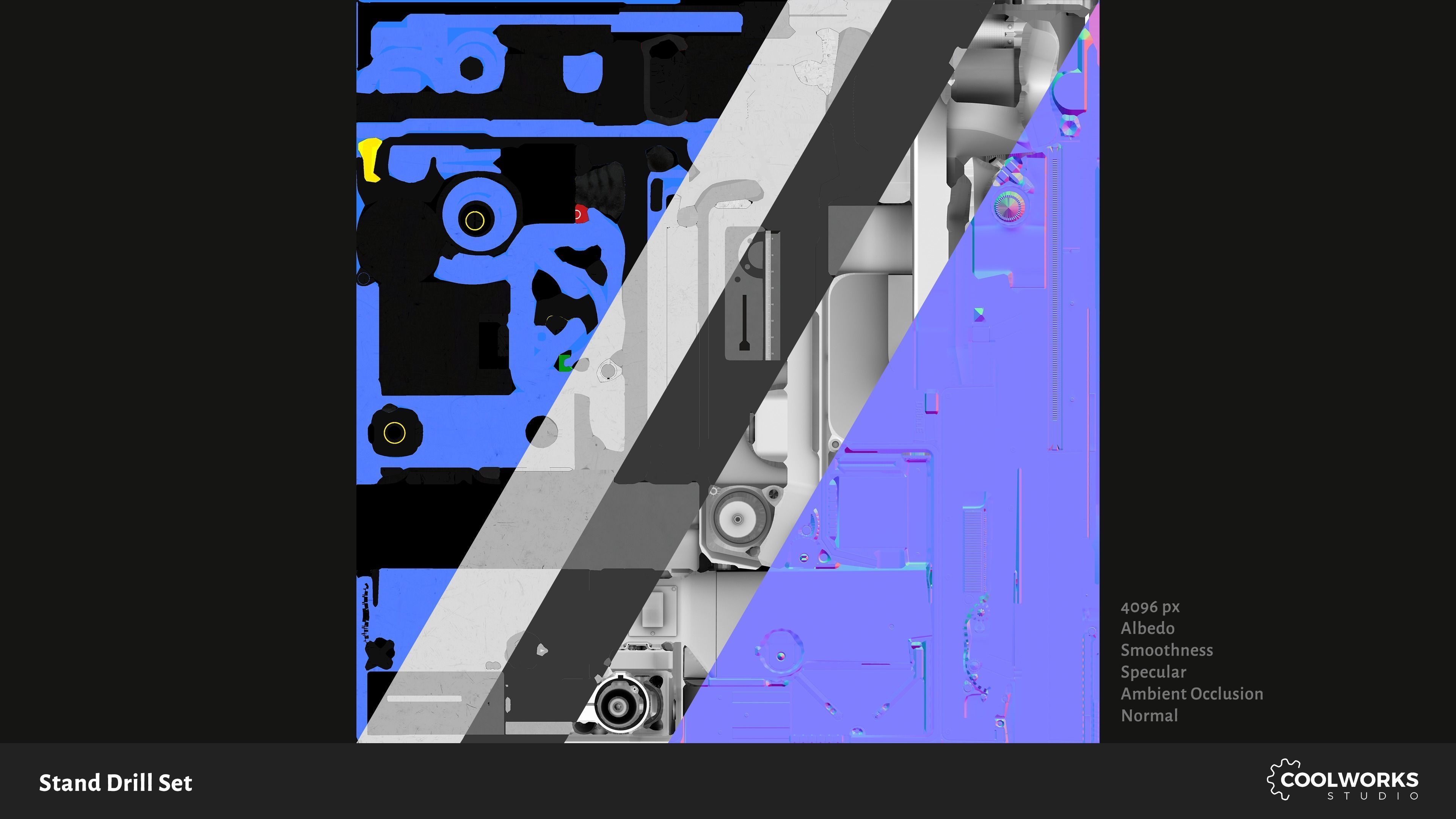 Stand Drill Set Low-poly 3D model_12