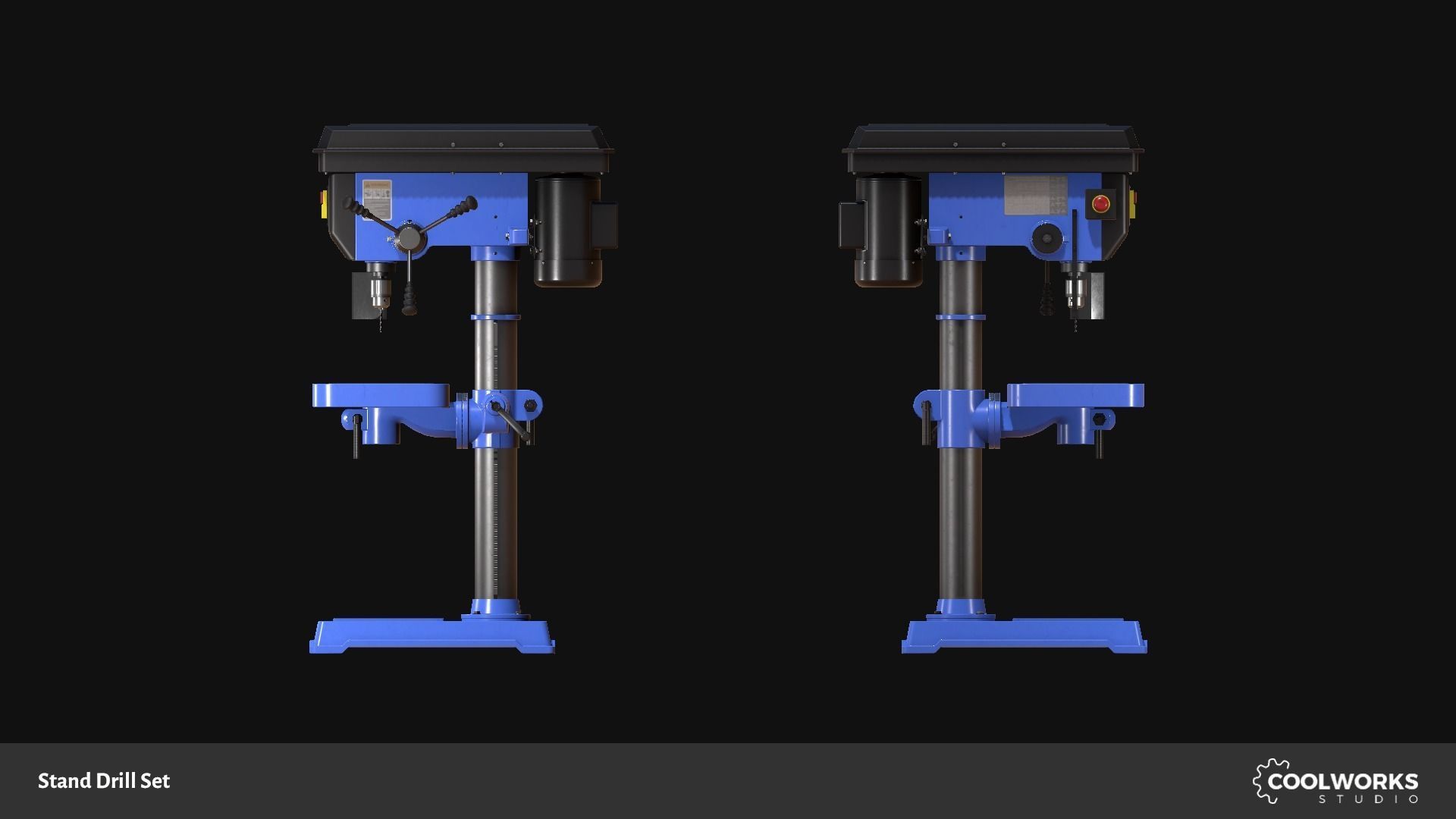 Stand Drill Set Low-poly 3D model_9