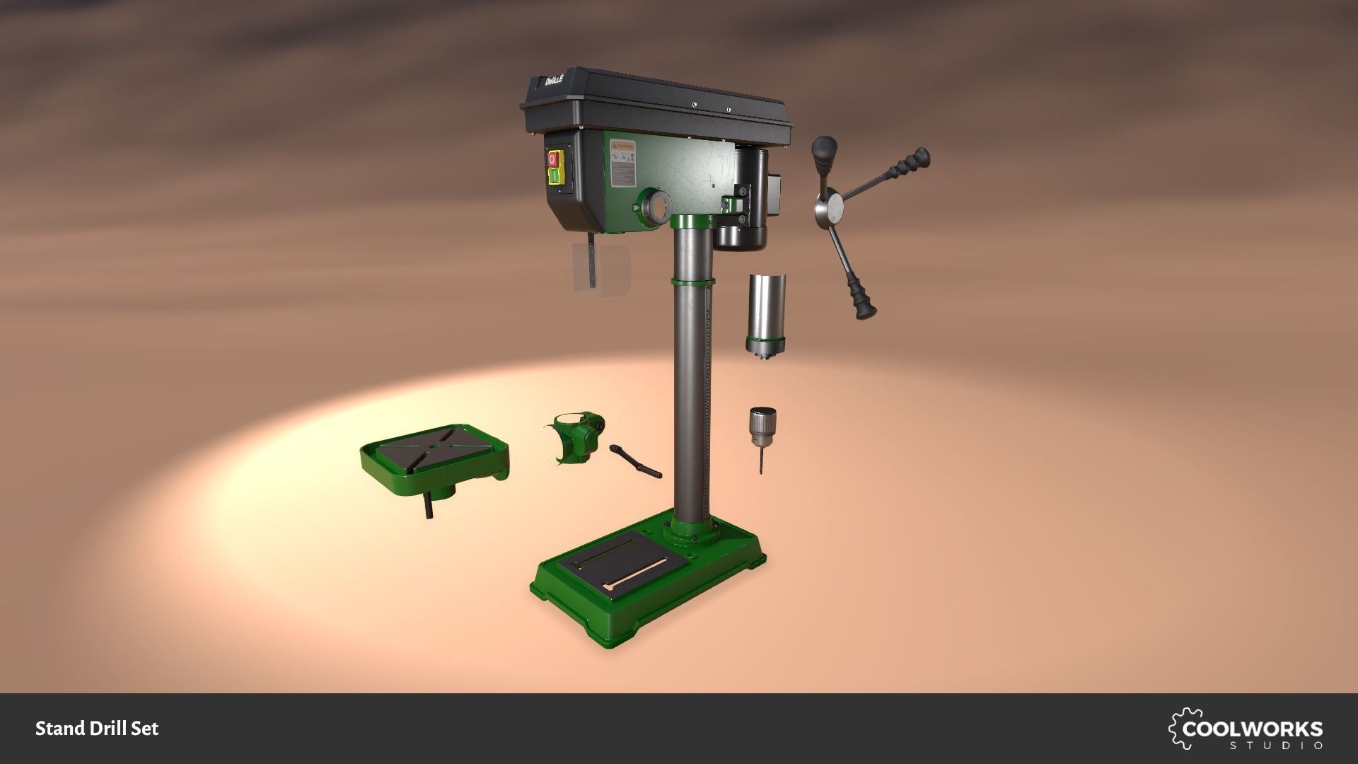 Stand Drill Set Low-poly 3D model_5