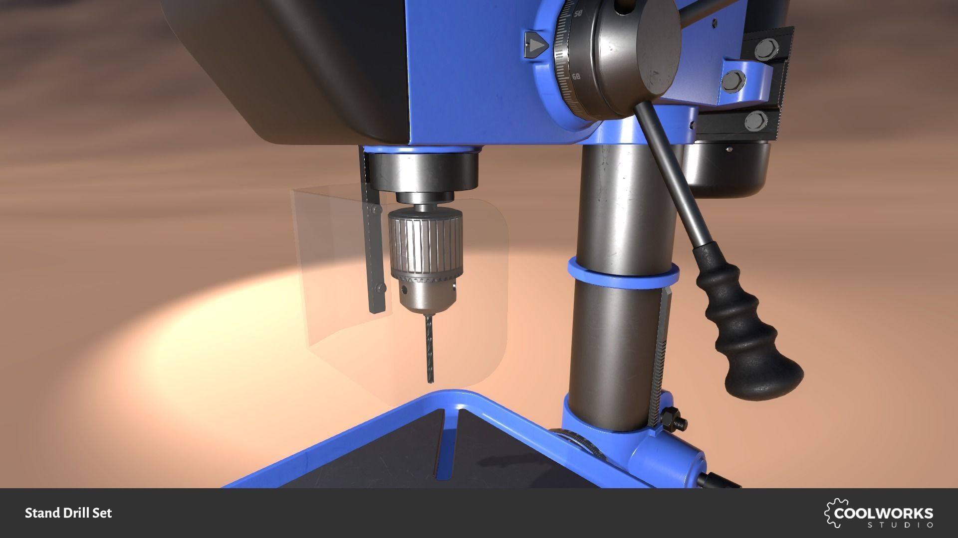 Stand Drill Set Low-poly 3D model_4