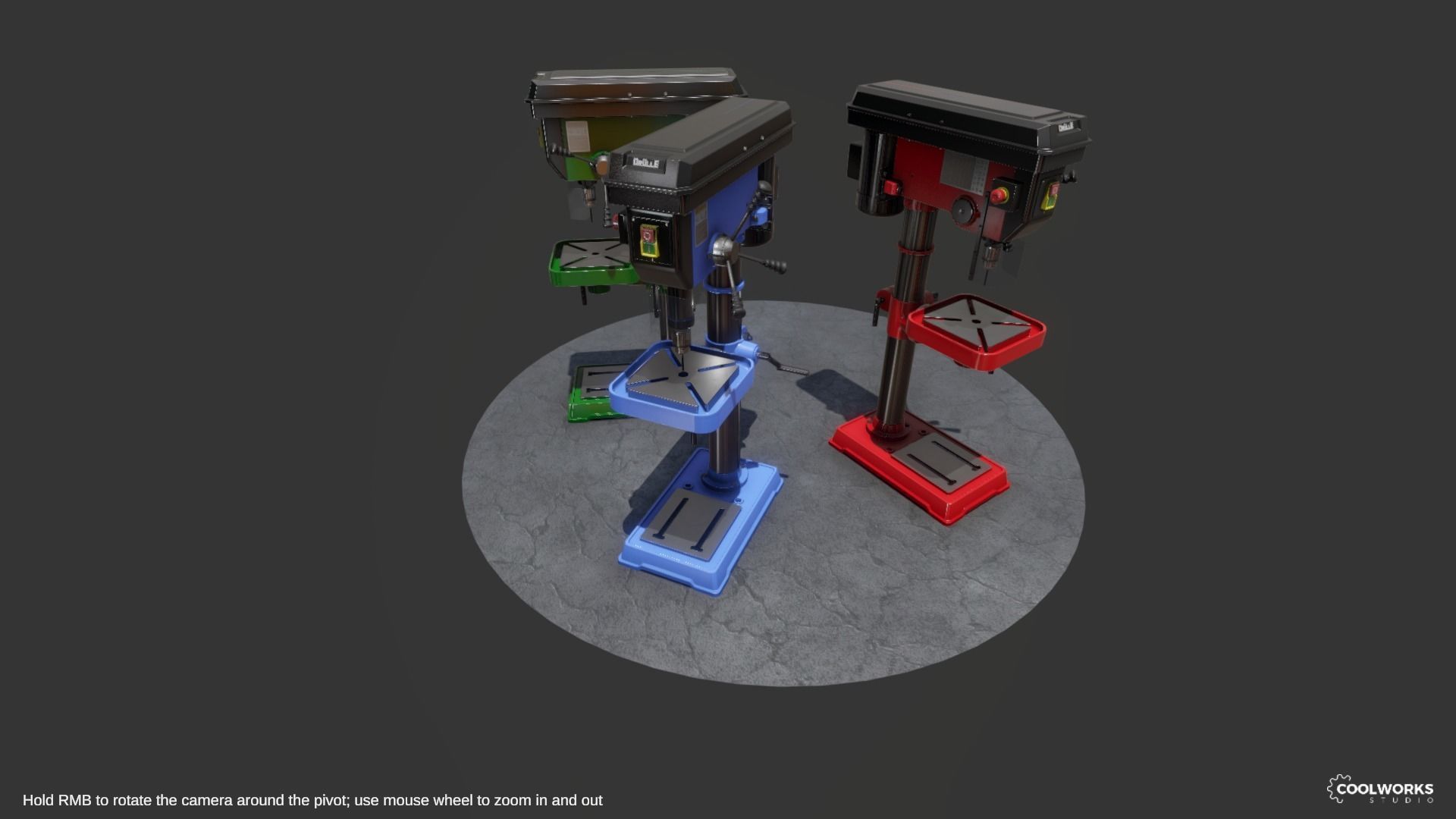 Stand Drill Set Low-poly 3D model_8
