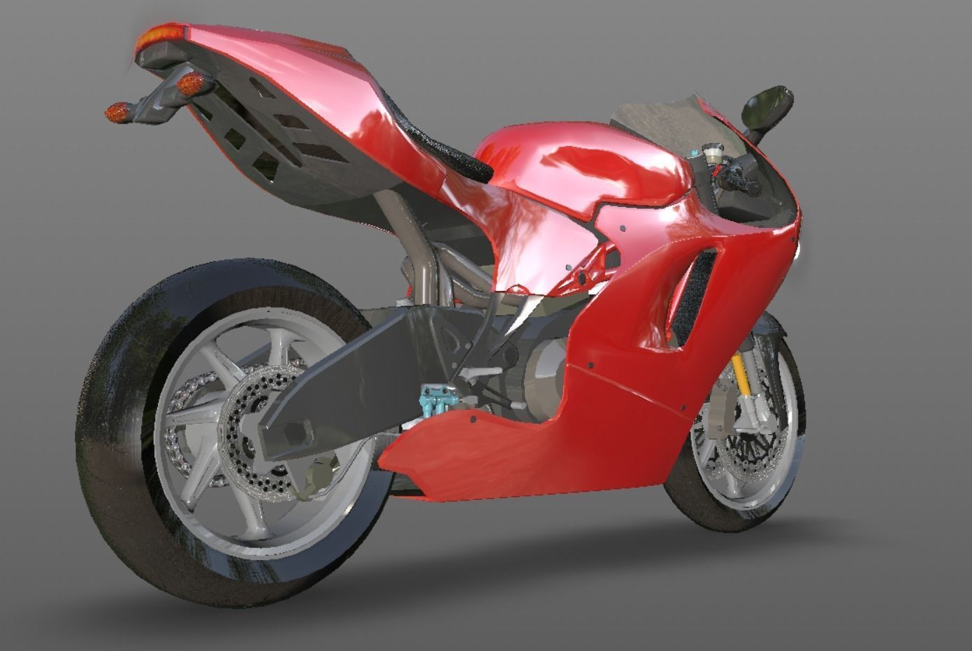 Ducati Heavy Bike 3D Model Games and VR-AR Sports Bikes Low-poly 3D model_9