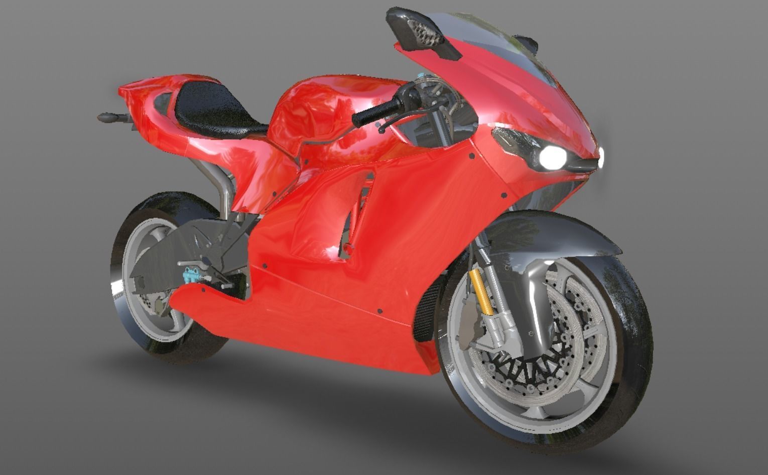 Ducati Heavy Bike 3D Model Games and VR-AR Sports Bikes Low-poly 3D model_3