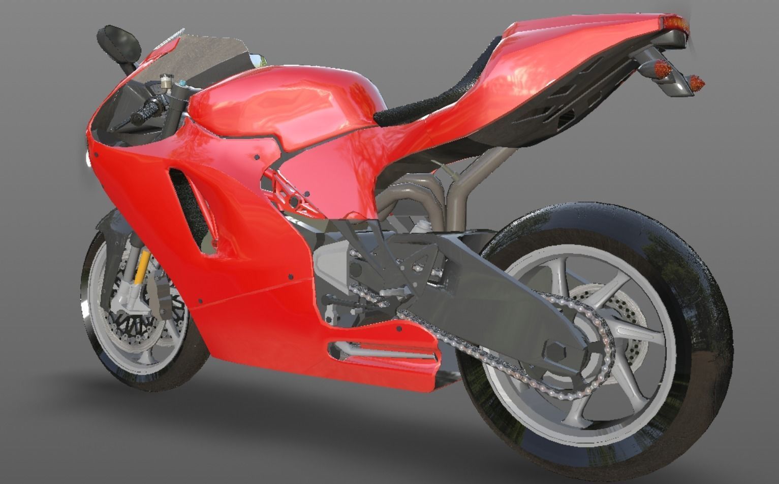 Ducati Heavy Bike 3D Model Games and VR-AR Sports Bikes Low-poly 3D model_2