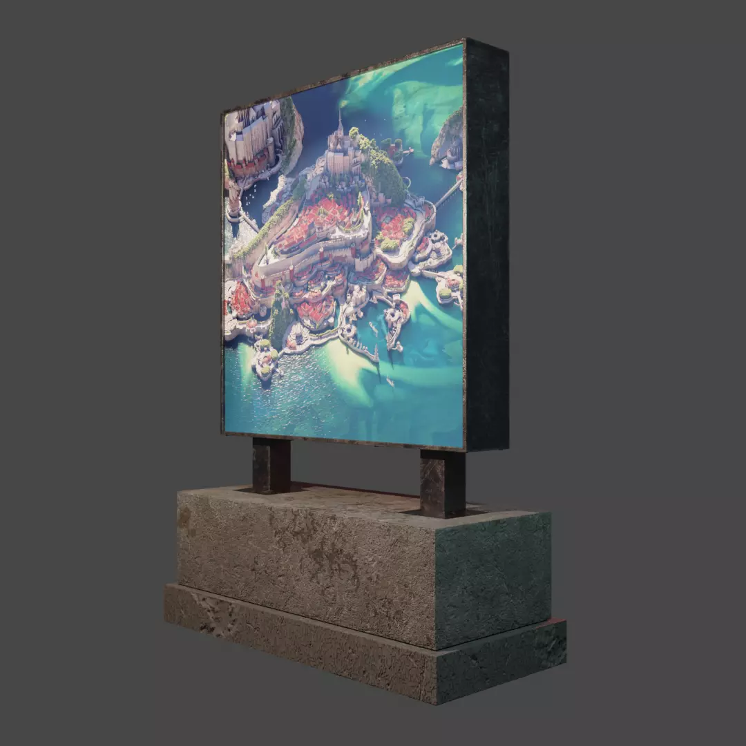 Digital Display Low-poly 3D model_0