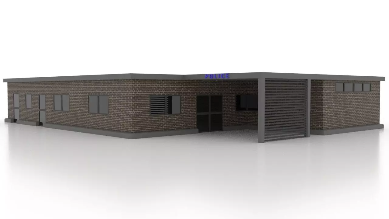 City police station 2 Low-poly 3D model_0