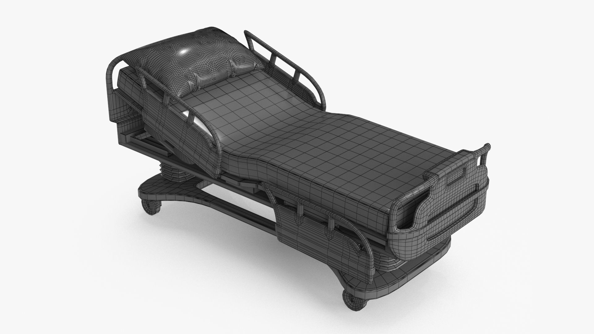 Hospital Bed Low-poly 3D model_14