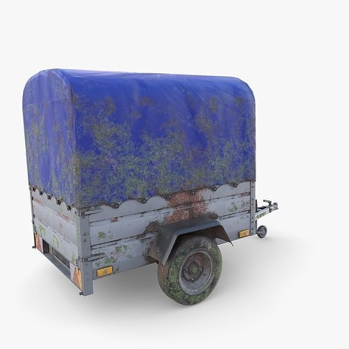 Cargo Trailer v1 weathered Low-poly 3D model 6