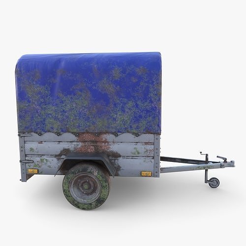 Cargo Trailer v1 weathered Low-poly 3D model 7