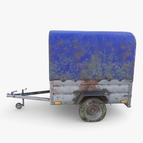 Cargo Trailer v1 weathered Low-poly 3D model 2