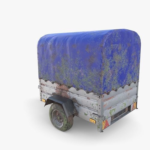 Cargo Trailer v1 weathered Low-poly 3D model 4