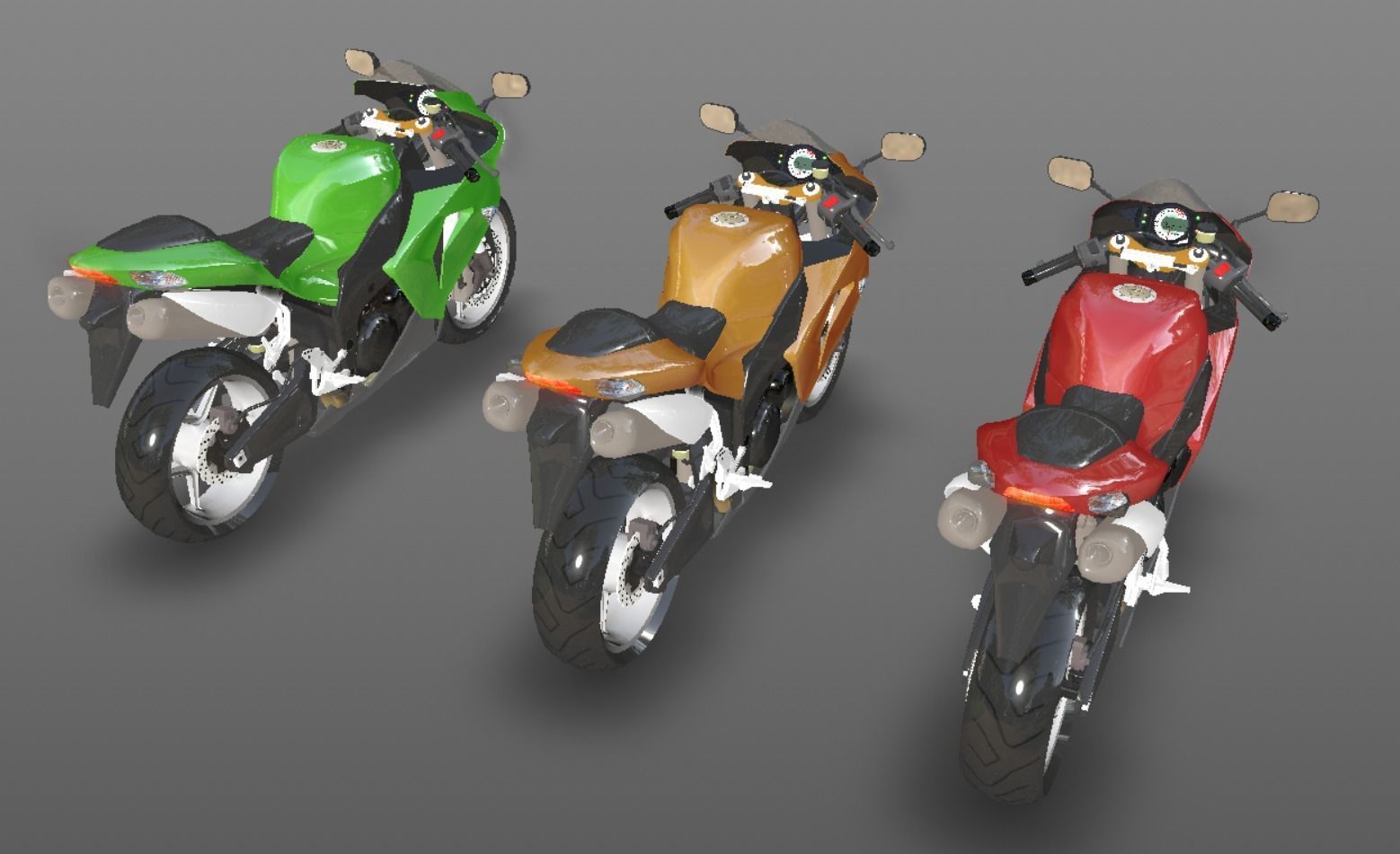 Kawasaki Ninja ZX 10R - Sports Bike- VR-AR - Games 3D Model Low-poly 3D model_16