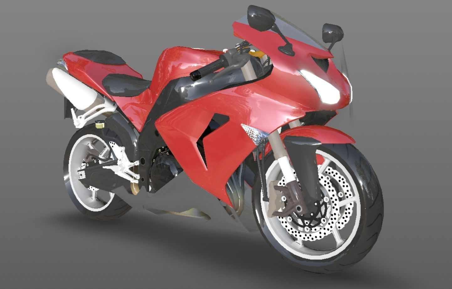 Kawasaki Ninja ZX 10R - Sports Bike- VR-AR - Games 3D Model Low-poly 3D model_6