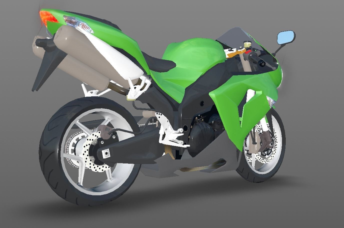 Kawasaki Ninja ZX 10R - Sports Bike- VR-AR - Games 3D Model Low-poly 3D model_3