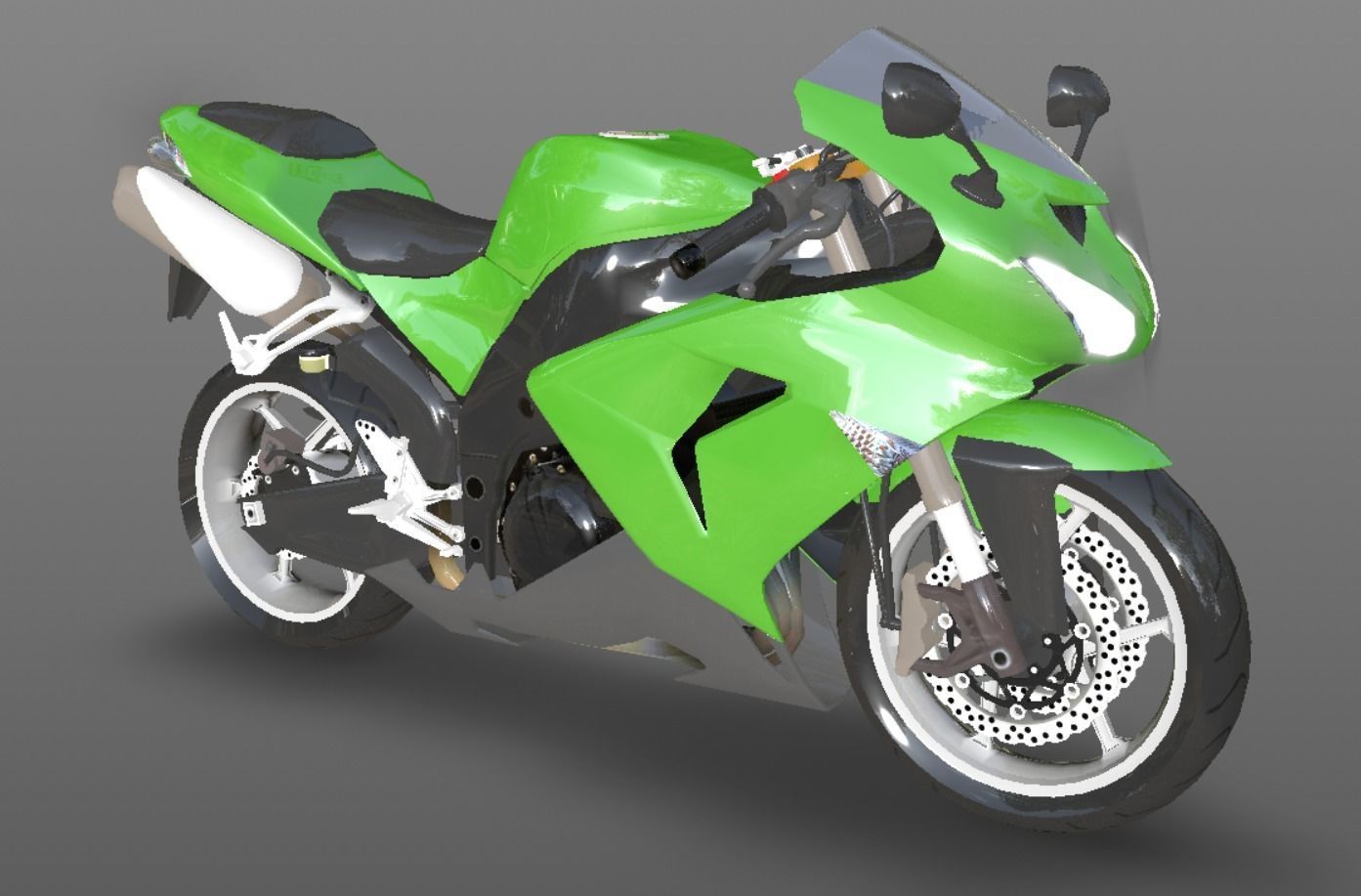 Kawasaki Ninja ZX 10R - Sports Bike- VR-AR - Games 3D Model Low-poly 3D model_4