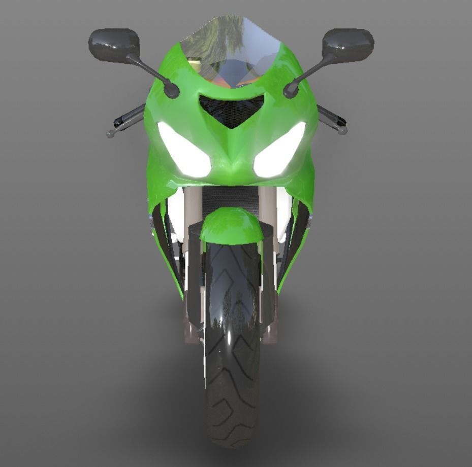 Kawasaki Ninja ZX 10R - Sports Bike- VR-AR - Games 3D Model Low-poly 3D model_7