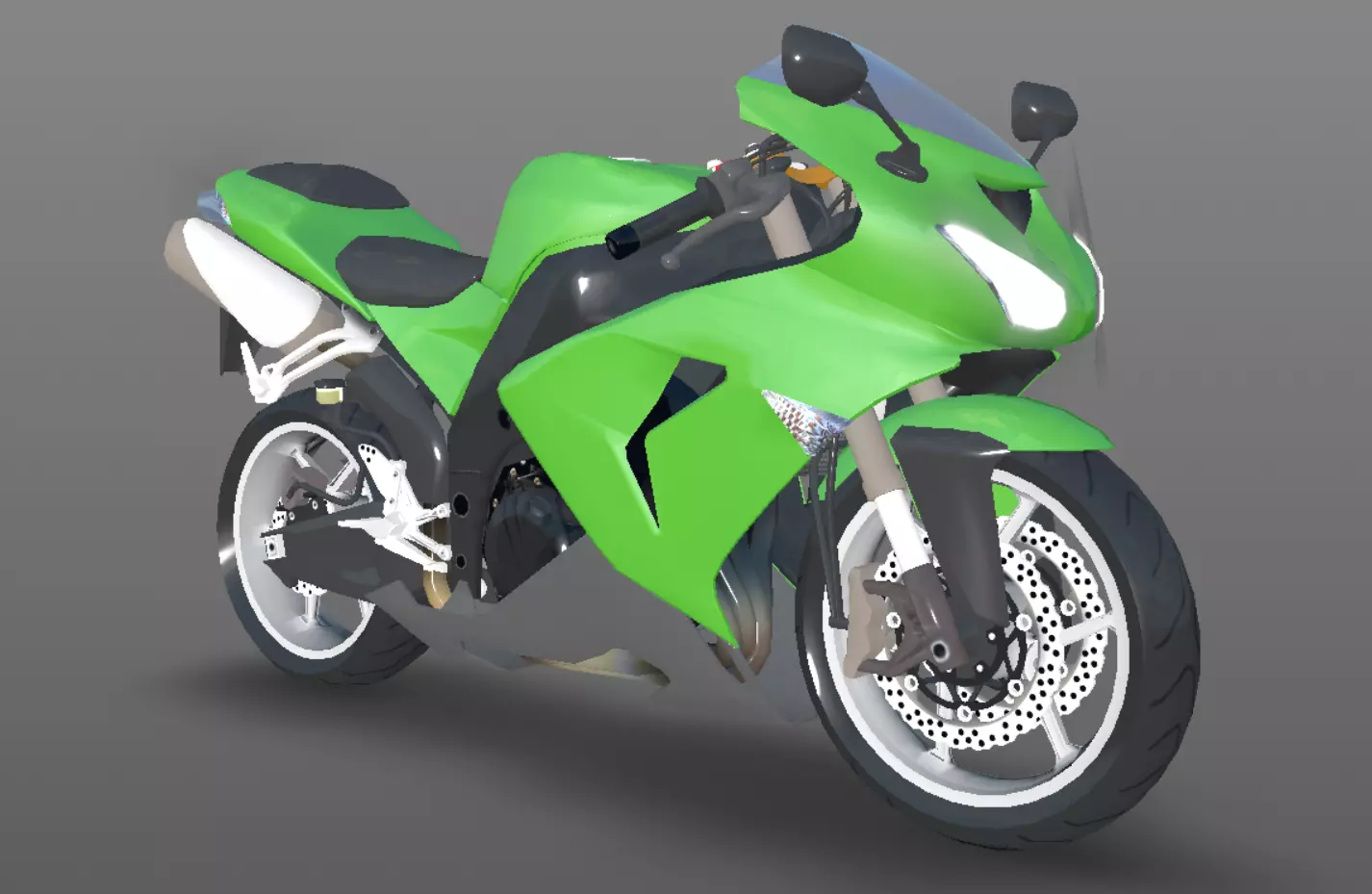 Kawasaki Ninja ZX 10R - Sports Bike- VR-AR - Games 3D Model Low-poly 3D model_0