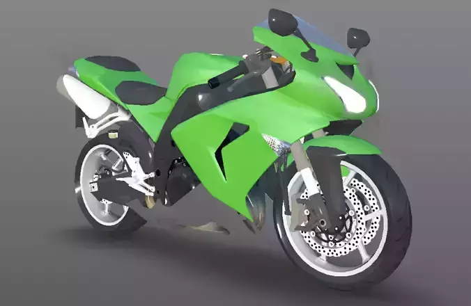 Kawasaki Ninja ZX 10R - Sports Bike- VR-AR - Games 3D Model Low-poly 3D model