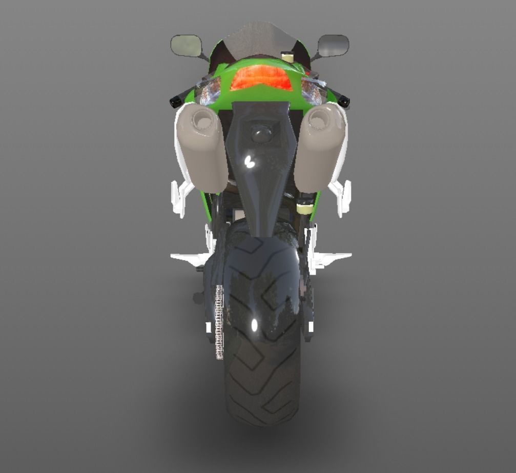 Kawasaki Ninja ZX 10R - Sports Bike- VR-AR - Games 3D Model Low-poly 3D model_10