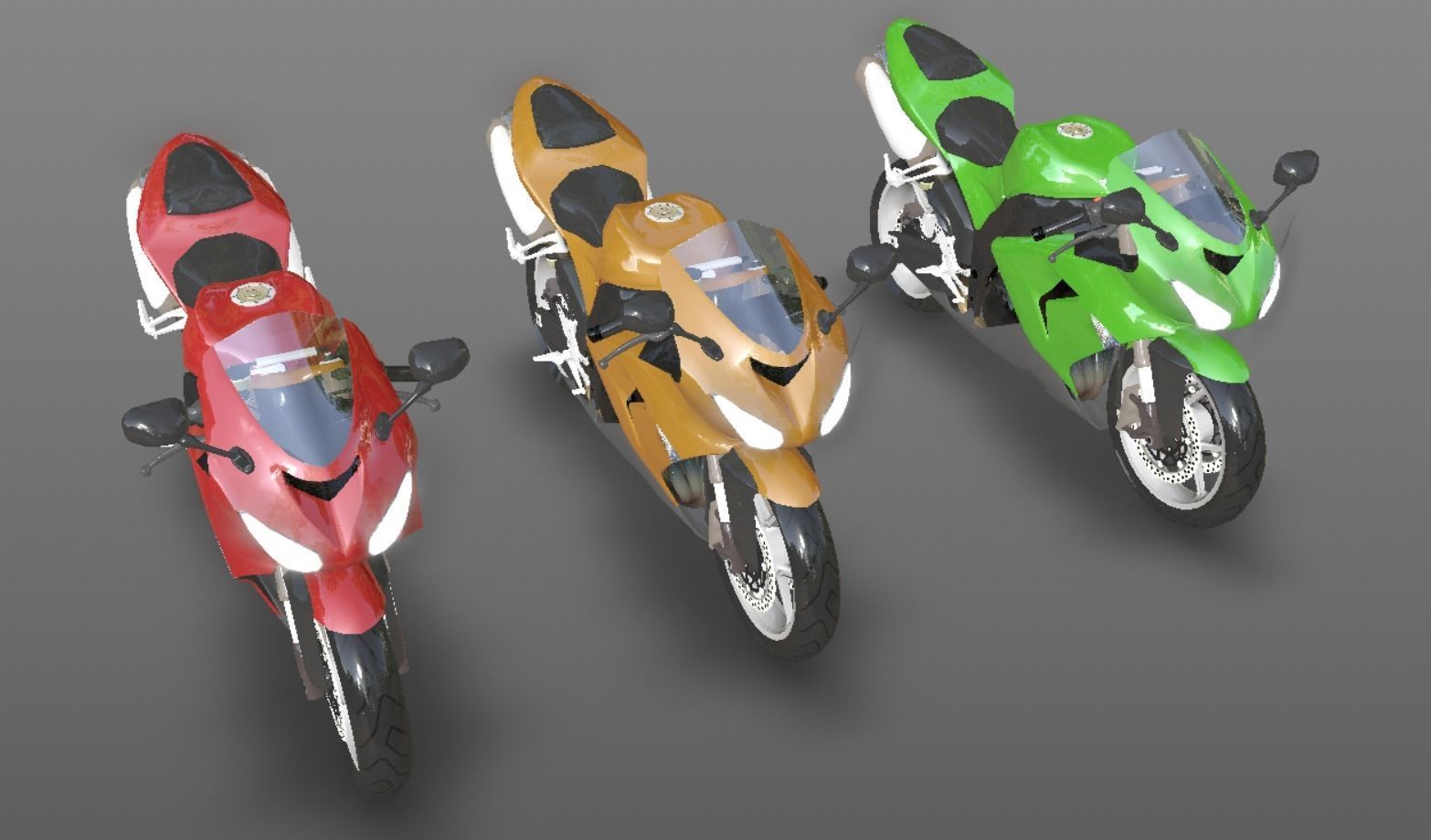 Kawasaki Ninja ZX 10R - Sports Bike- VR-AR - Games 3D Model Low-poly 3D model_15
